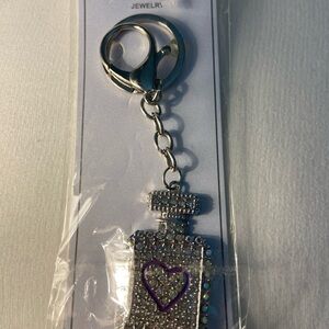 Silver and Purple Rhinestone Keychain